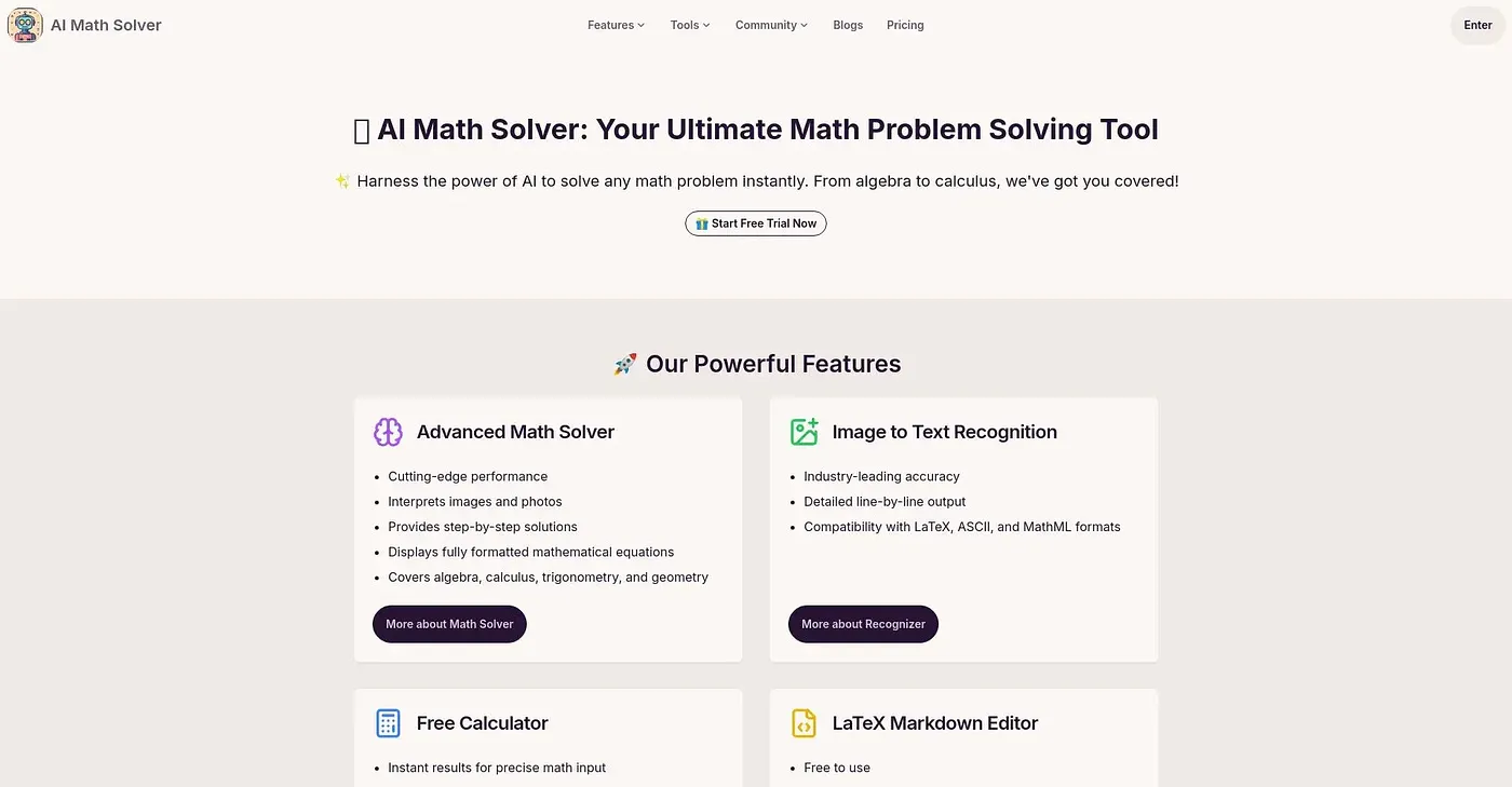 Screenshot of AI Math Solver