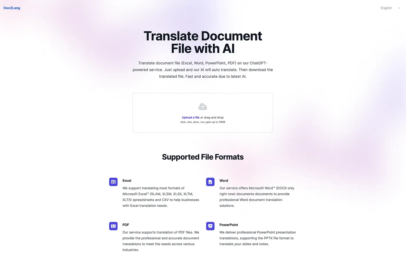 Screenshot of Doc2Lang