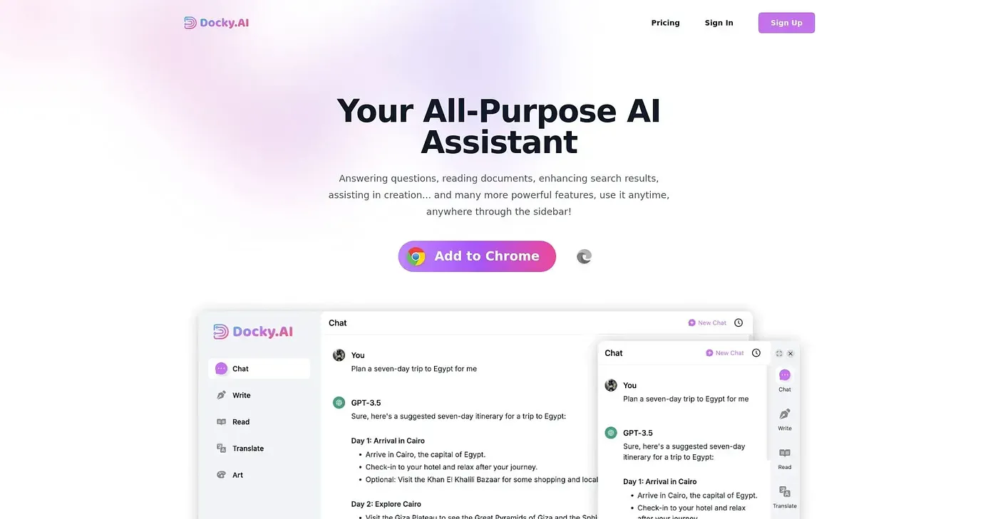 Screenshot of Docky AI