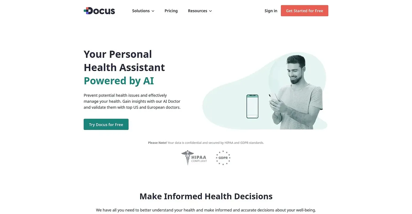 Screenshot of Docus AI
