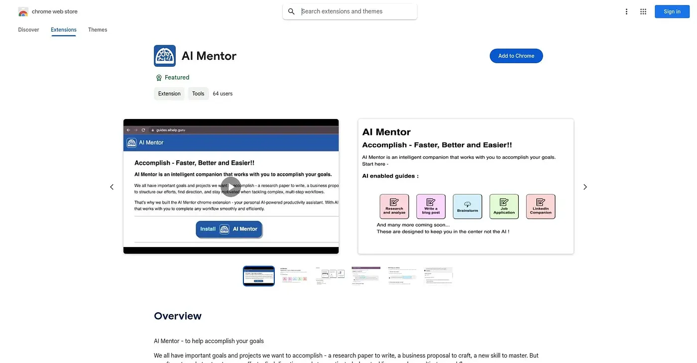 Screenshot of AI Mentor - Chrome Extension