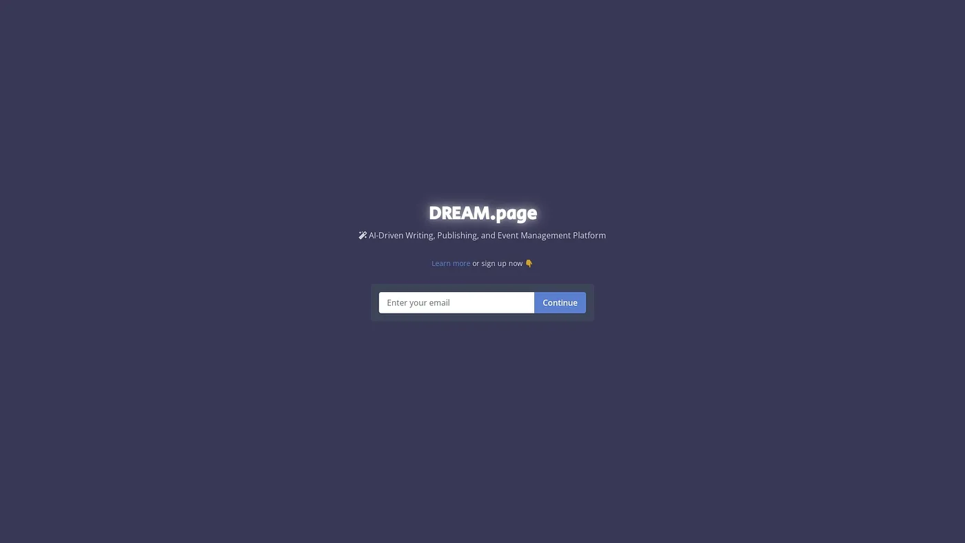 Screenshot of Dream Page