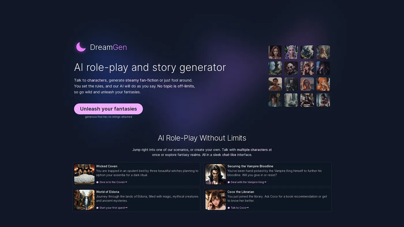 Screenshot of DreamGen