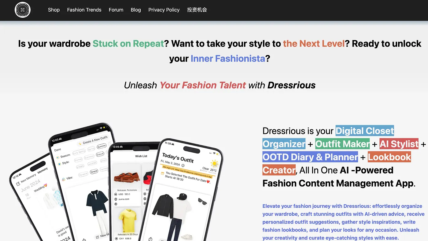 Screenshot of Dressrious