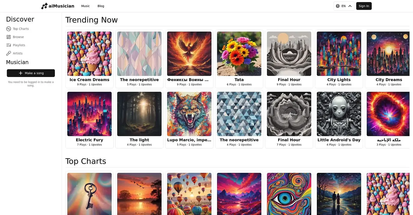 Screenshot of AI Musician