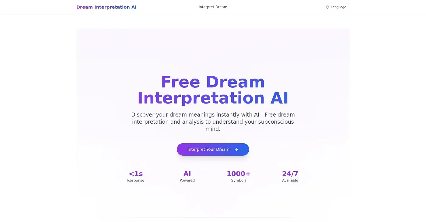 Screenshot of Dream Interpretation AI