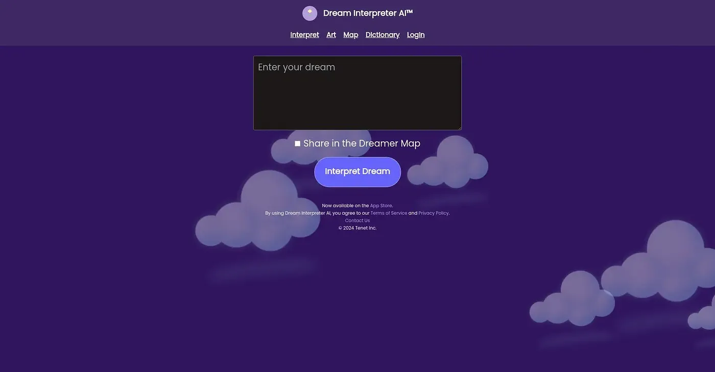 Screenshot of Dream Interpreter AI