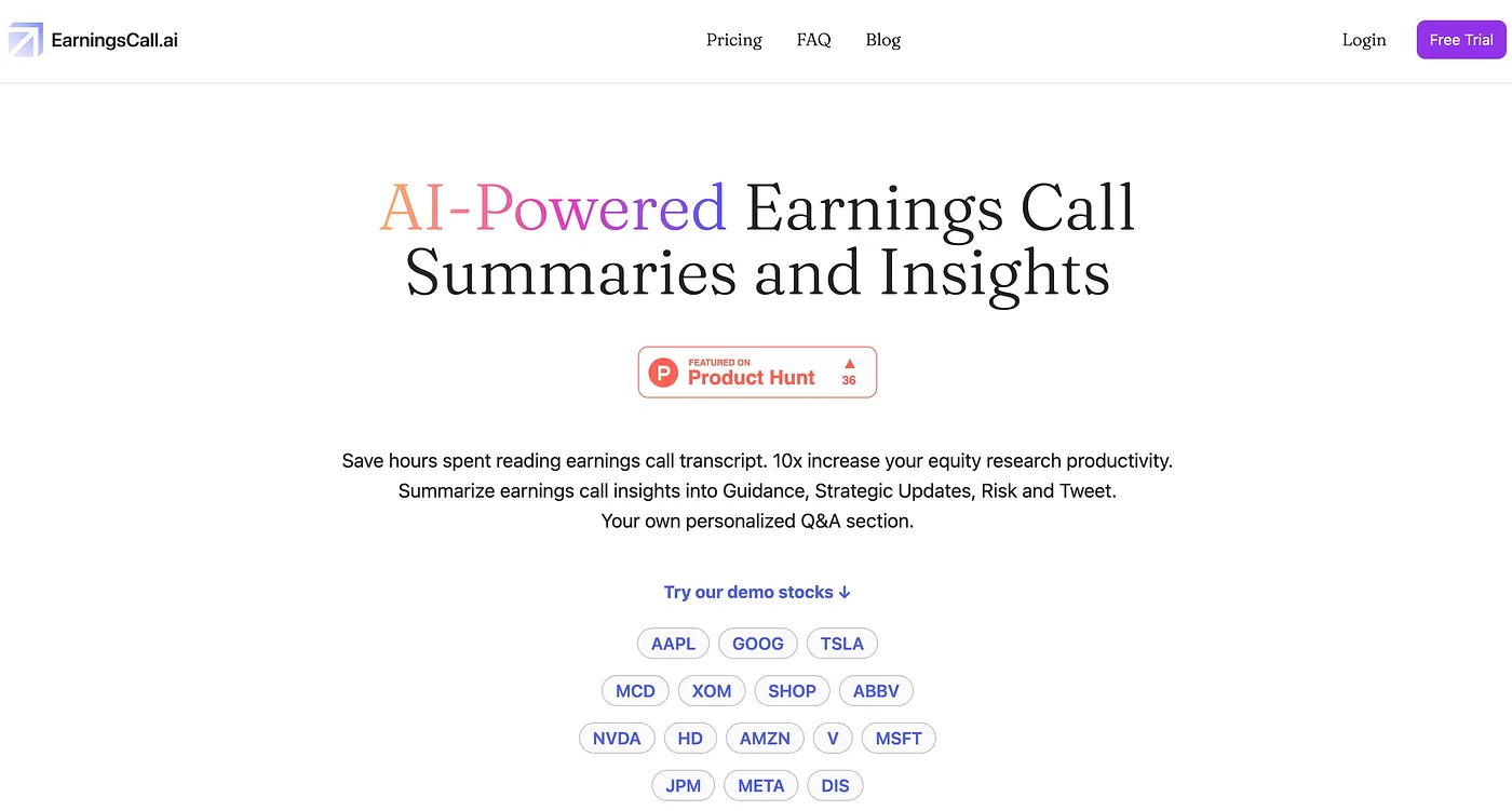 Screenshot of Earnings Digest AI