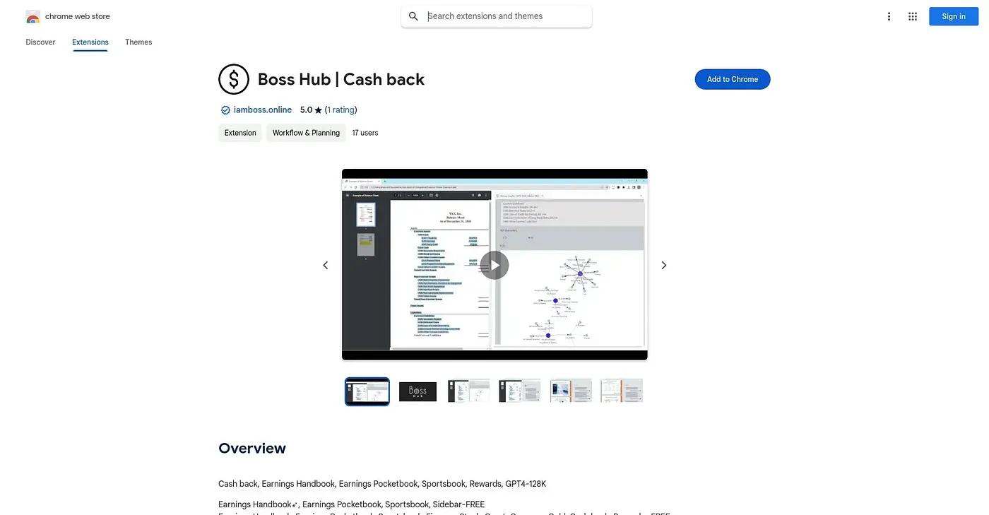 Screenshot of Earnings Handbook Chrome Extension