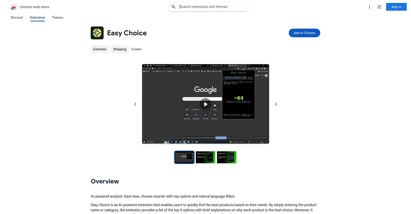 Screenshot of Easy Choice