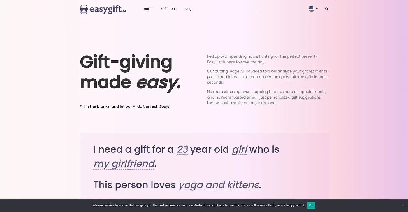 Screenshot of Easy Gift AI