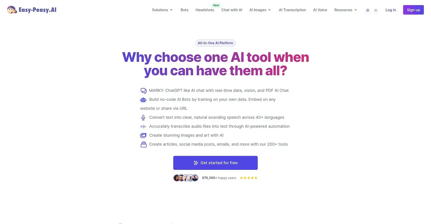 Screenshot of Easy Peasy AI