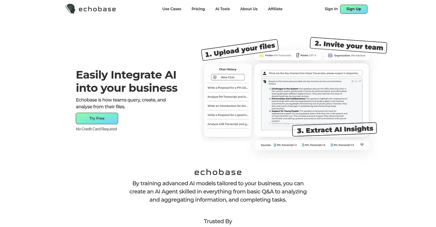 Screenshot of Echobase AI