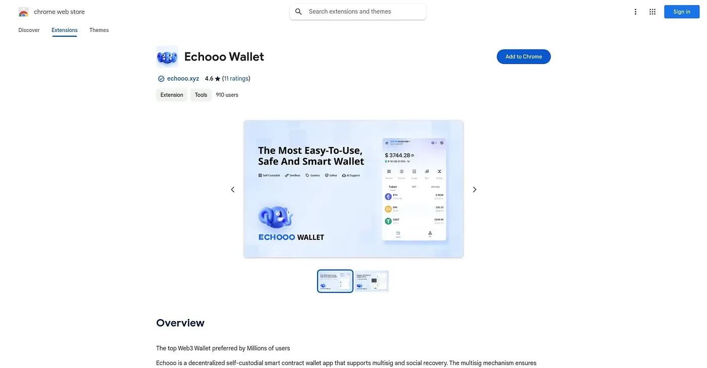 Screenshot of Echooo Wallet Chrome Extension