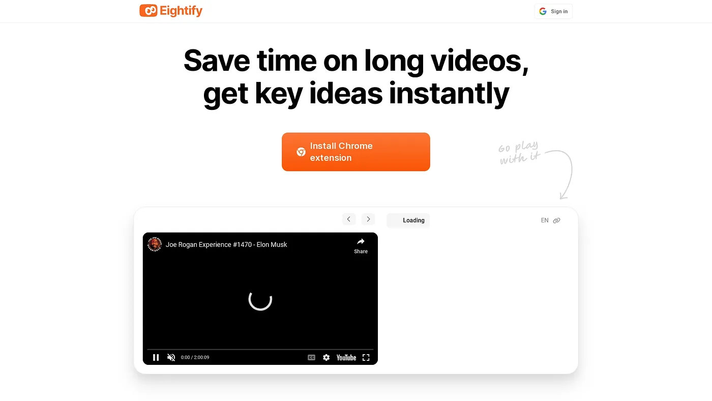 Screenshot of Eightify