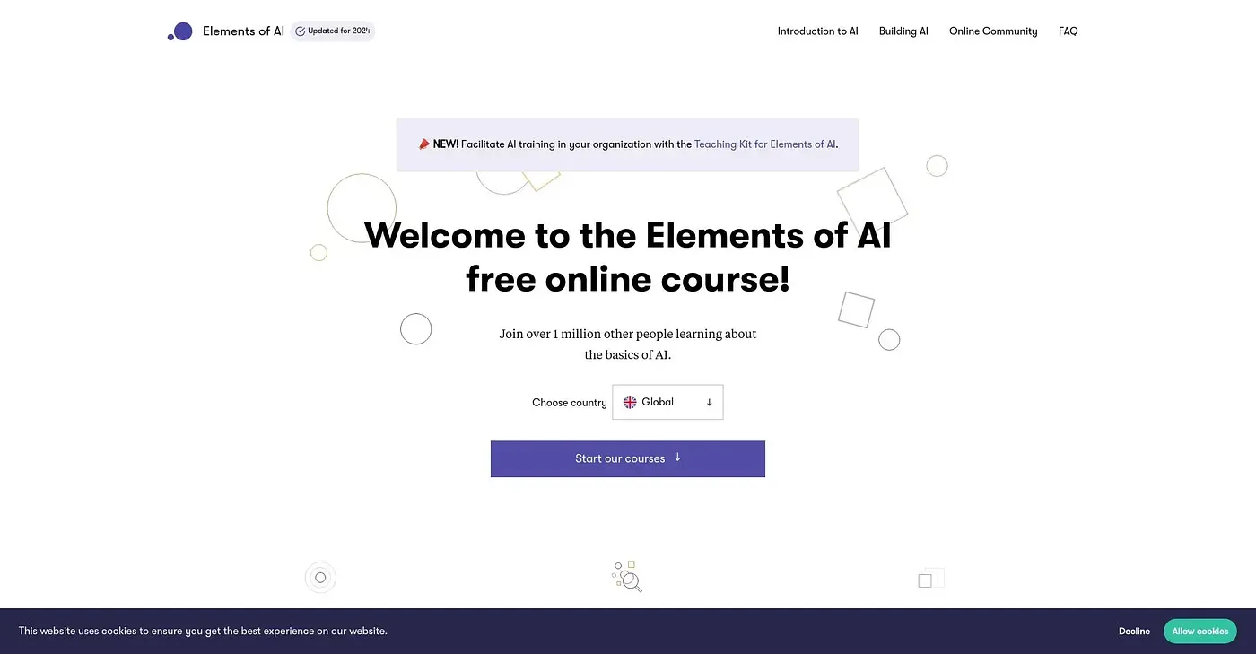 Screenshot of Elements of AI