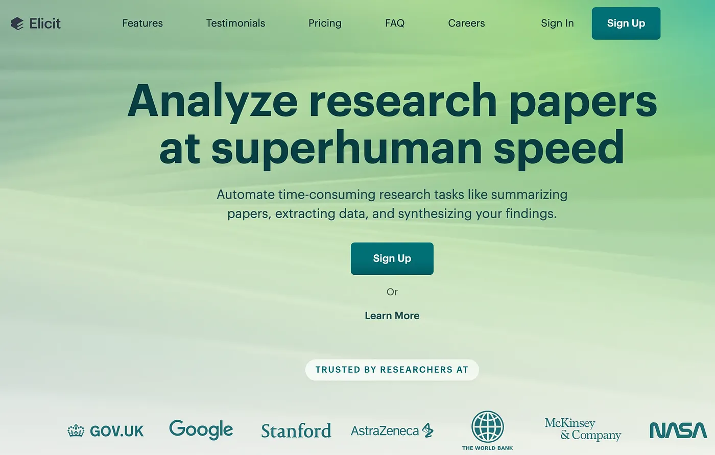 Screenshot of Elicit