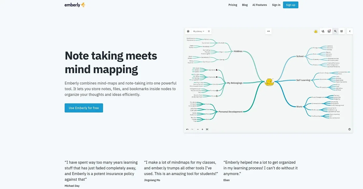 Screenshot of Emberly