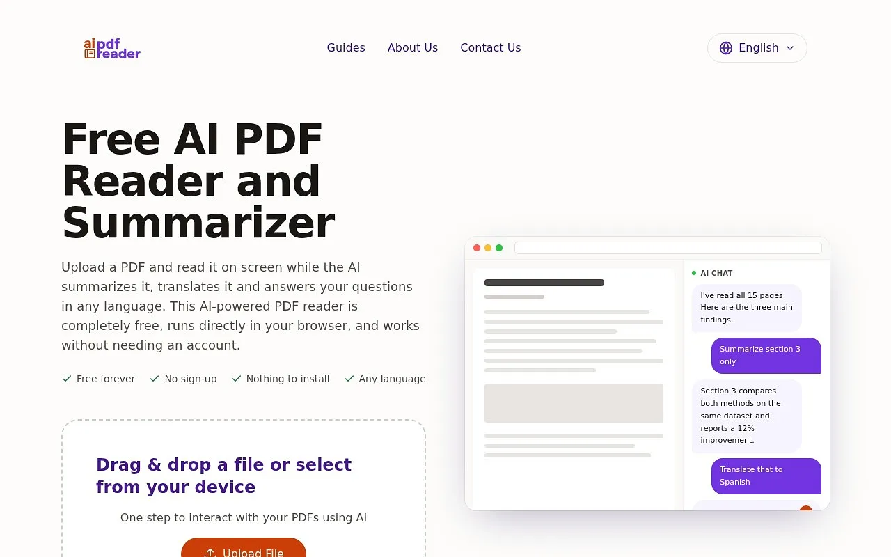 Screenshot of AI PDF Reader