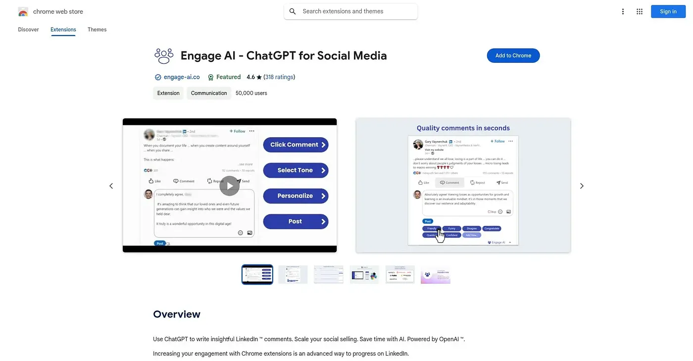 Screenshot of Engage AI - Chrome Extension