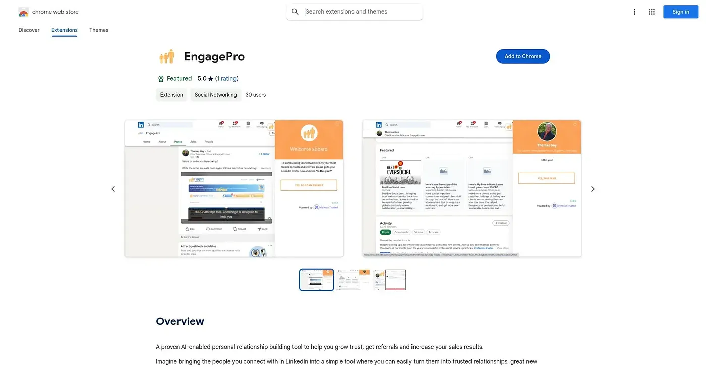 Screenshot of EngagePro Chrome Extension