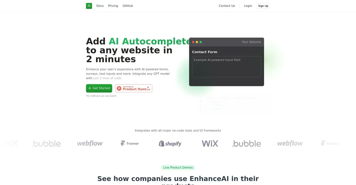 Screenshot of Enhance AI