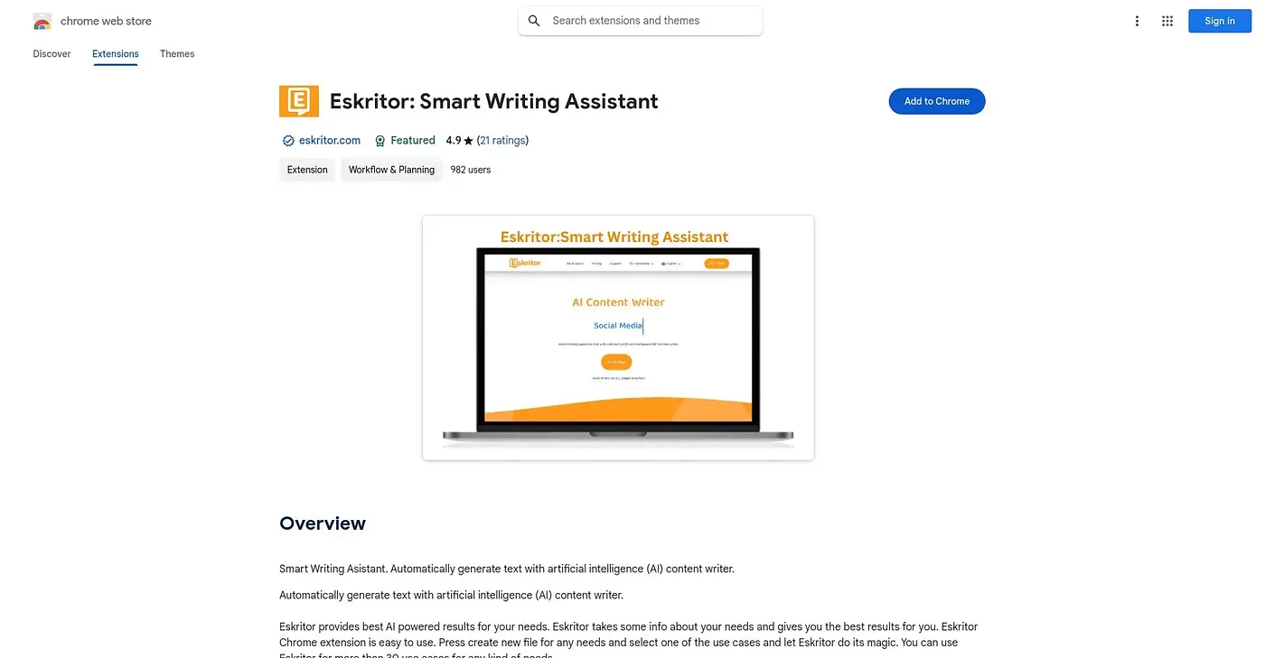 Screenshot of Eskritor Smart Writing As