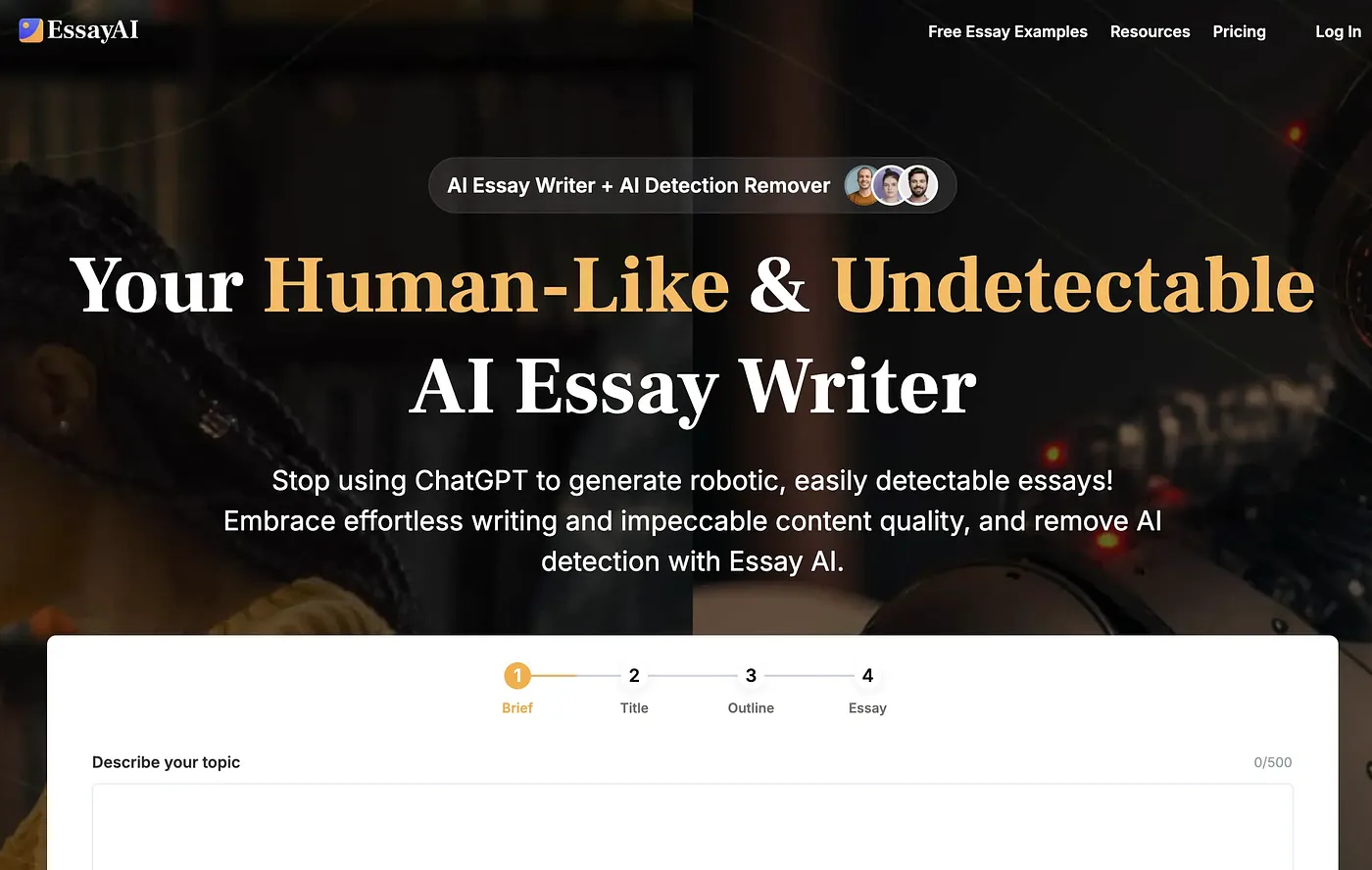 Screenshot of Essay AI