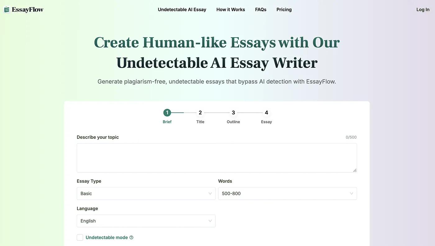 Screenshot of Essay Flow AI