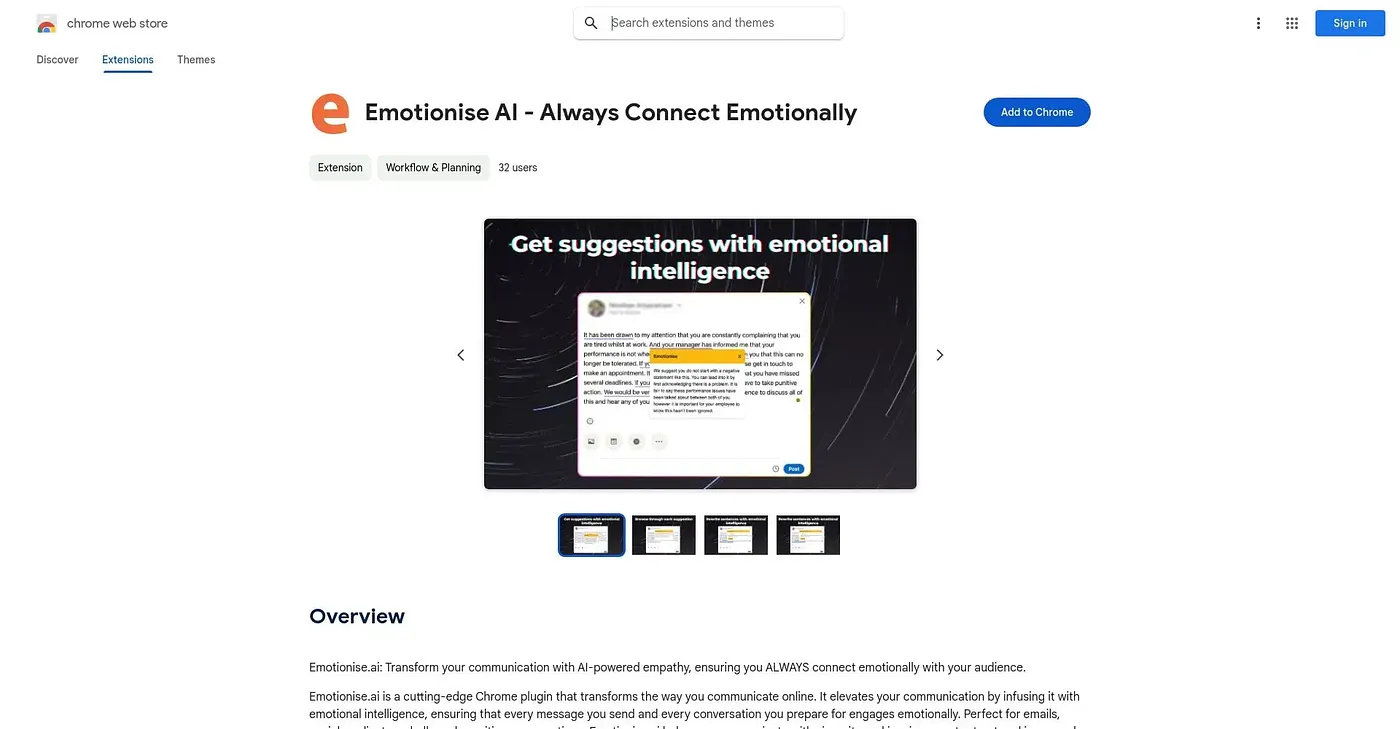 Screenshot of Emotionise AI Chrome Extension