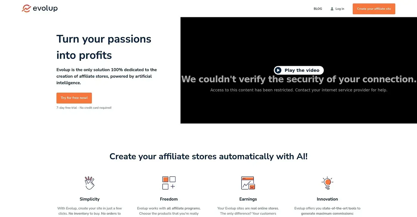 Screenshot of Evolup