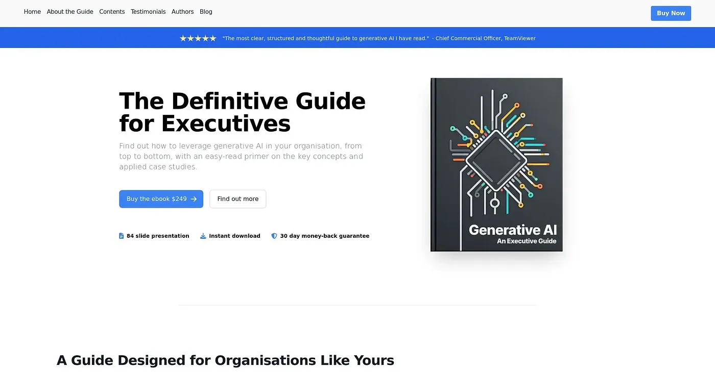 Screenshot of Executive Guide AI