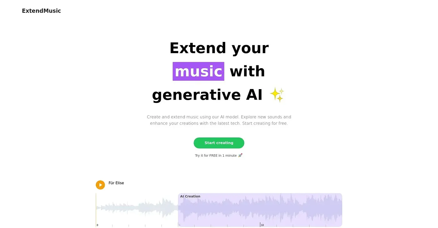 Screenshot of Extend Music AI