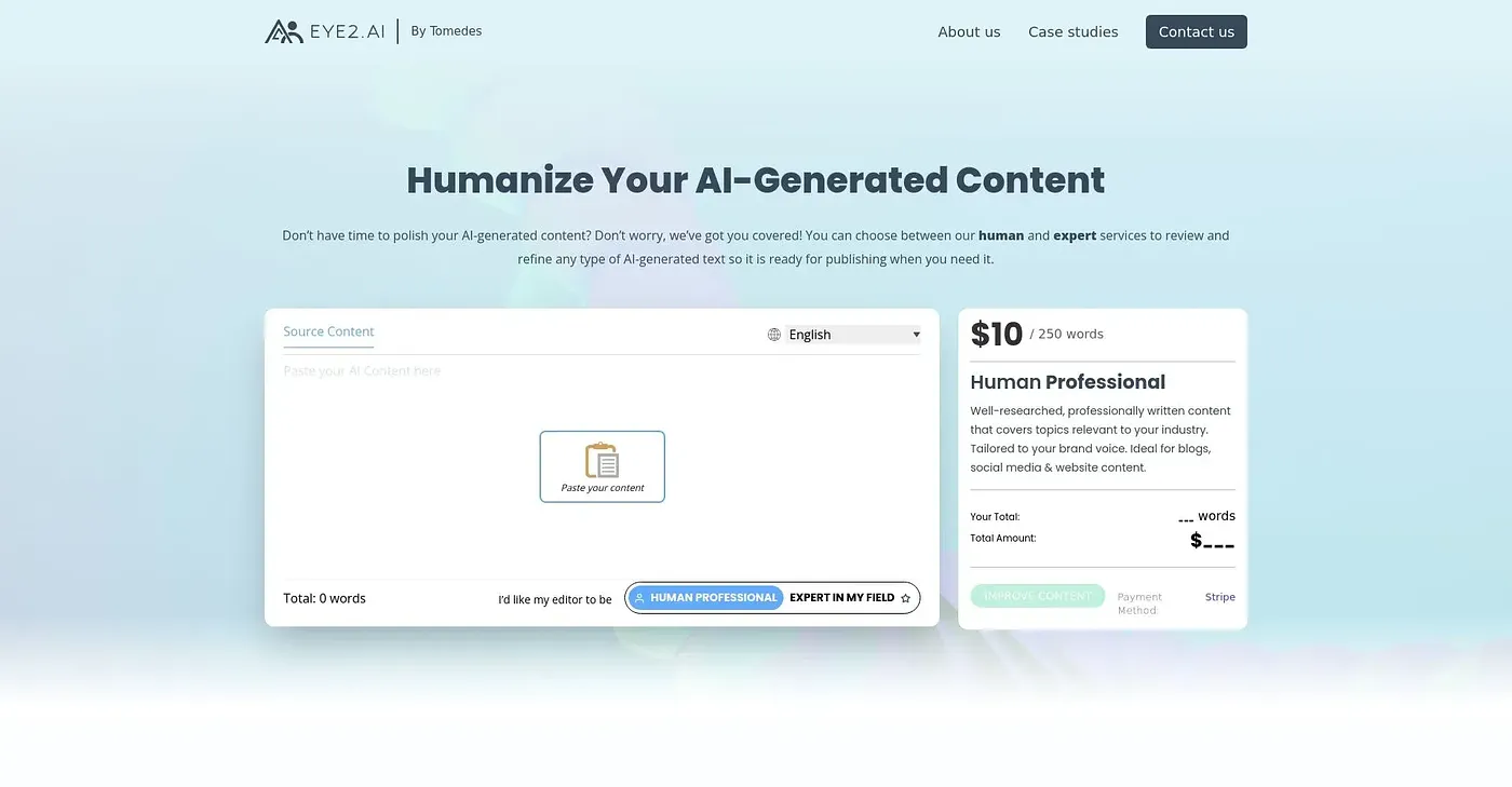 Screenshot of Eye 2 AI