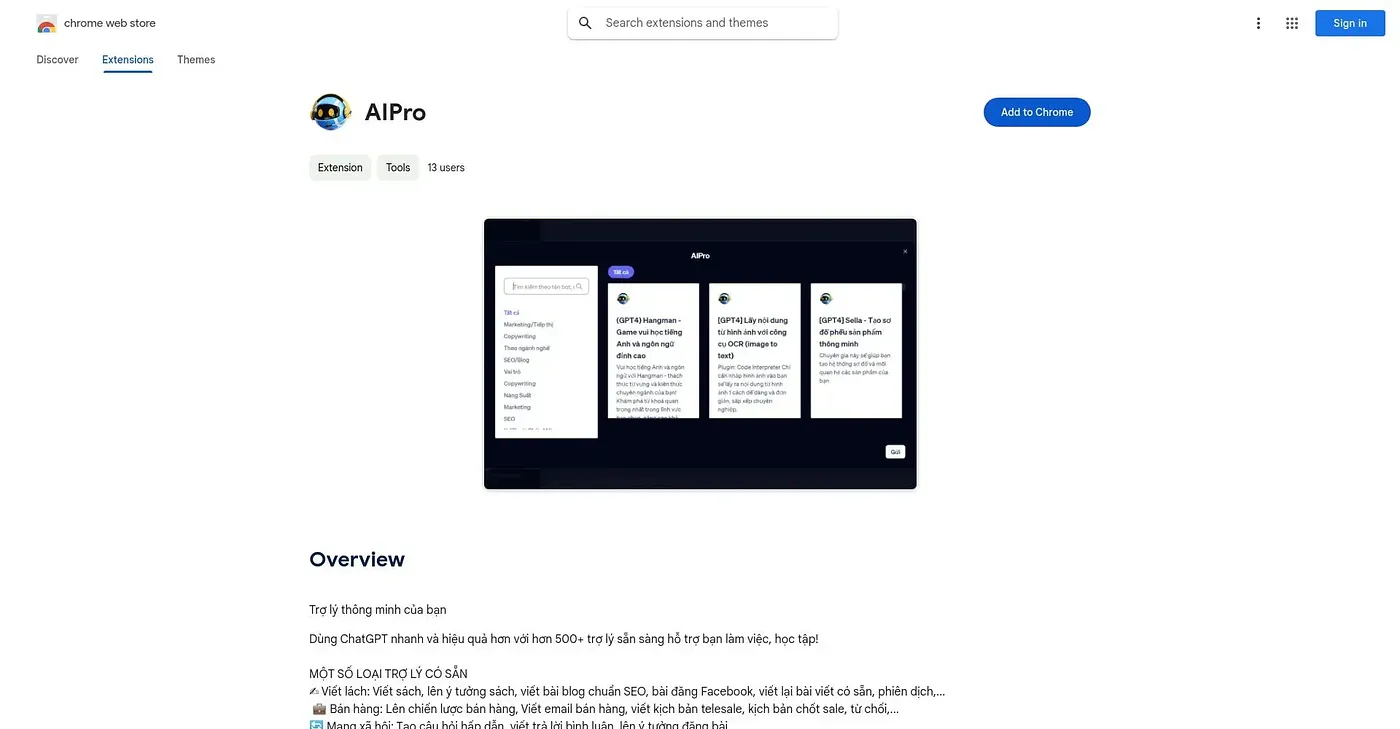 Screenshot of AI Pro Extension