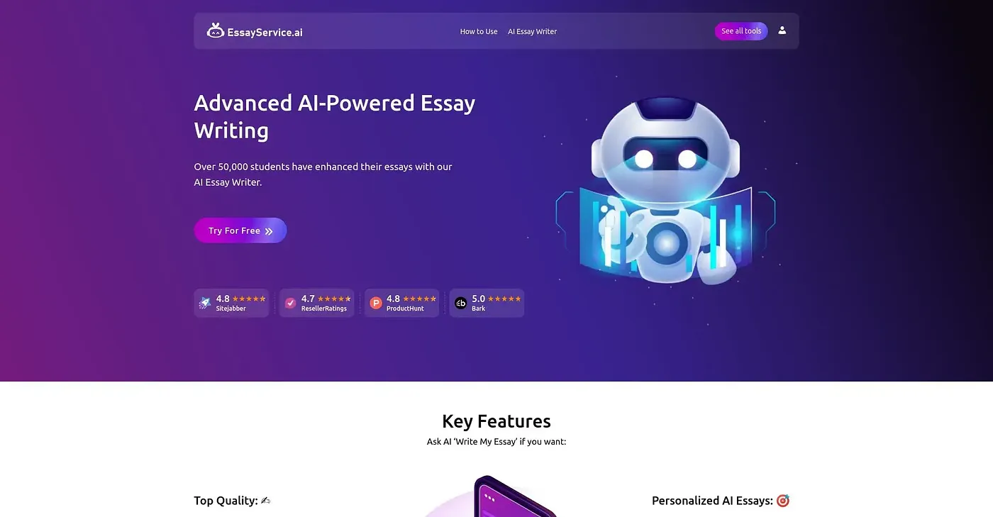 Screenshot of Essay Service AI