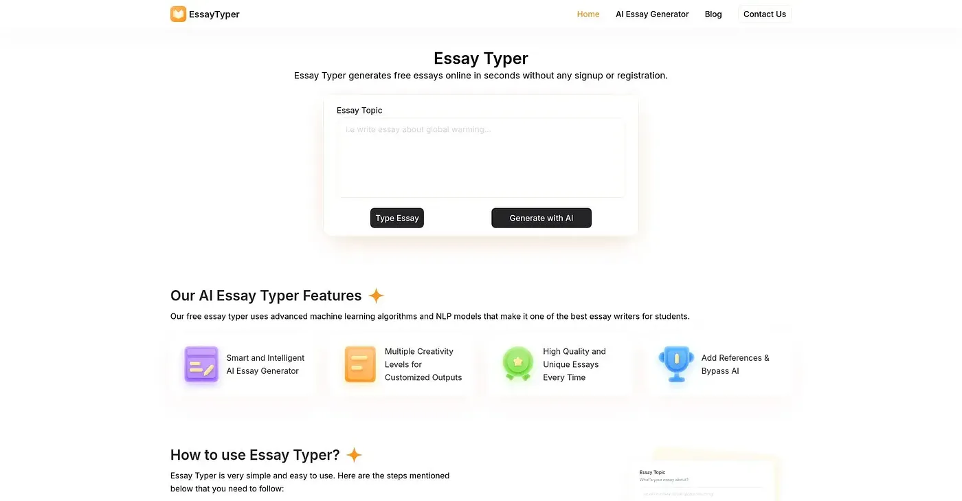 Screenshot of Essay Typer