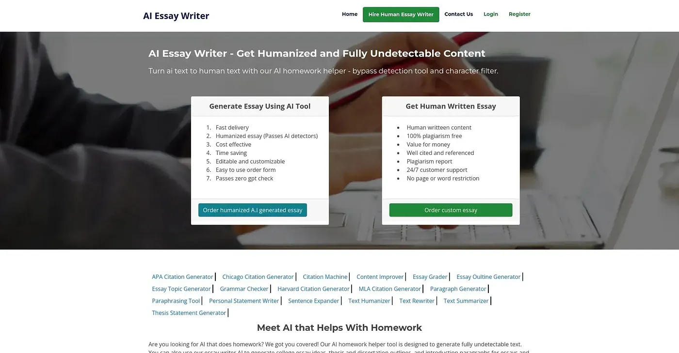 Screenshot of Essay Writer AI