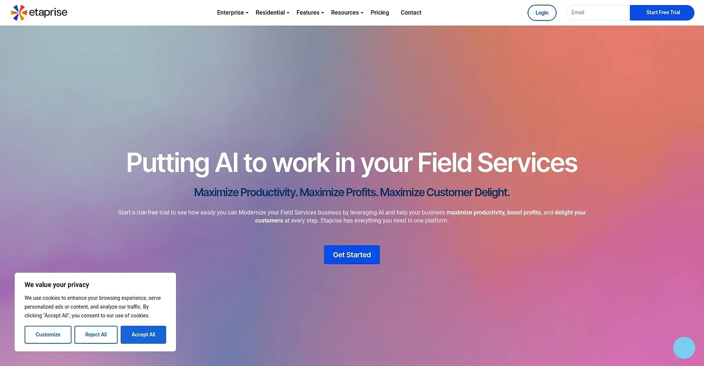 Screenshot of Etaprise