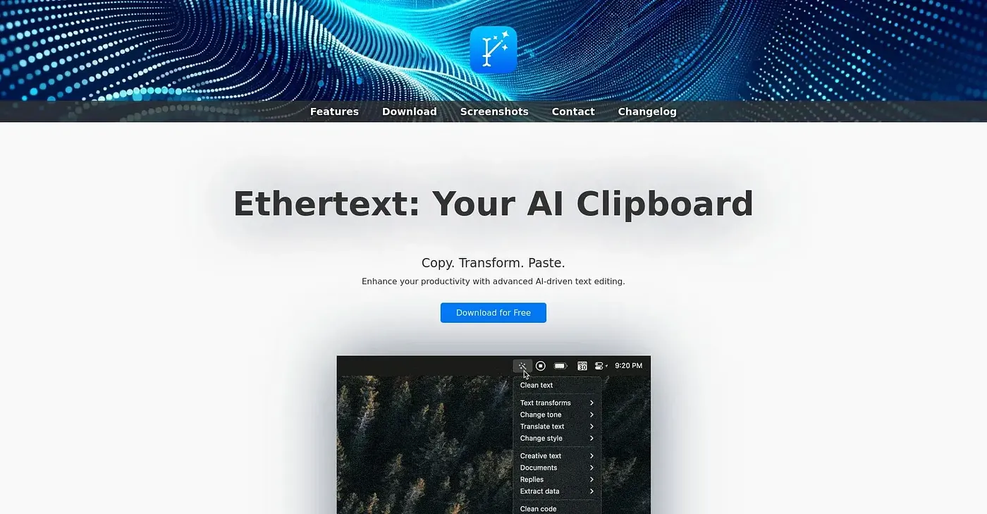 Screenshot of Ethertext