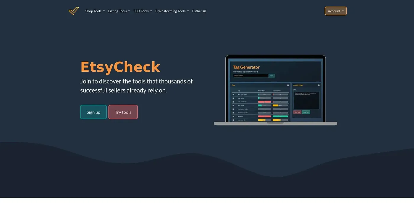 Screenshot of Etsy Check