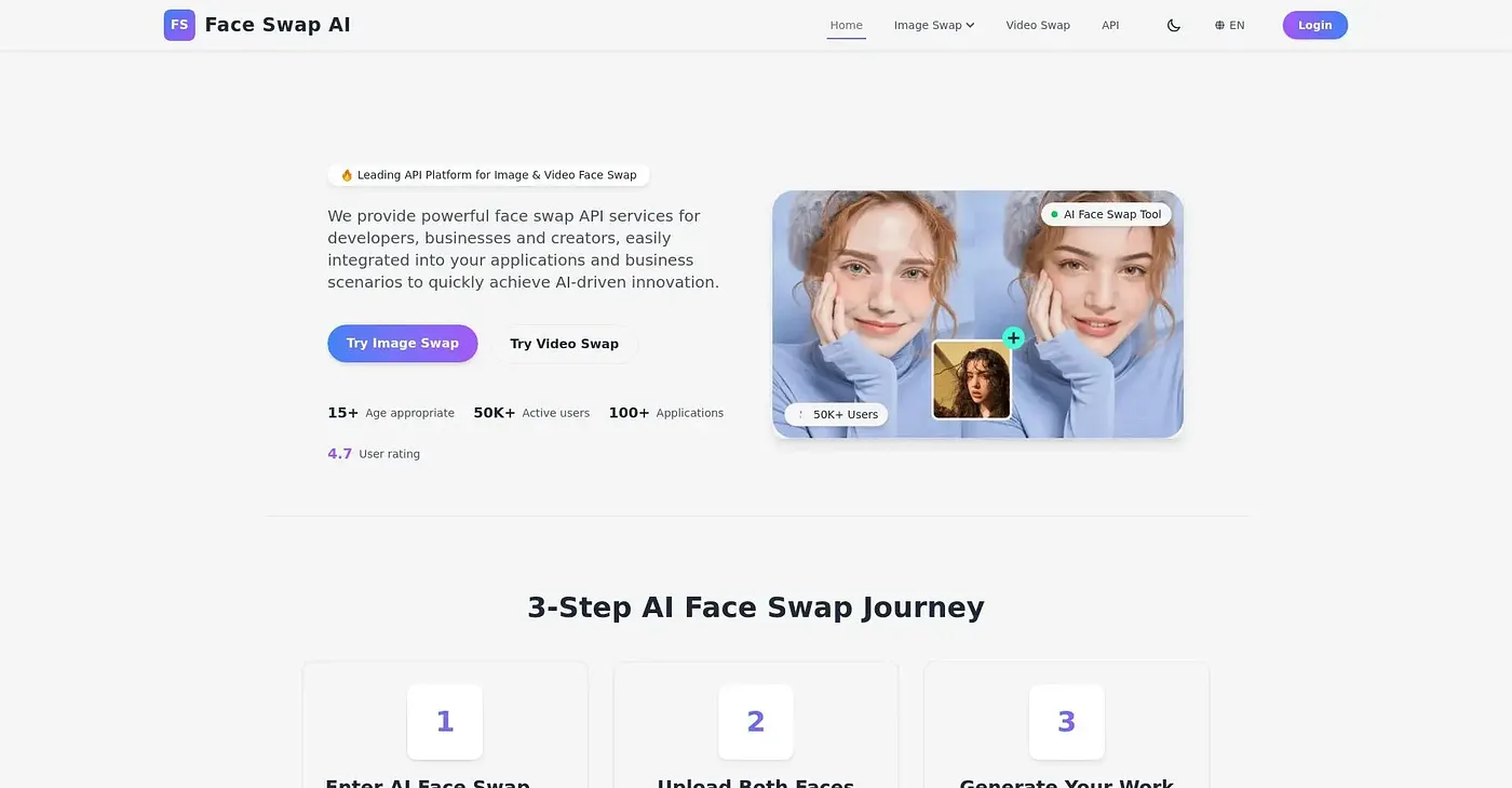 Screenshot of FaceSwap AI