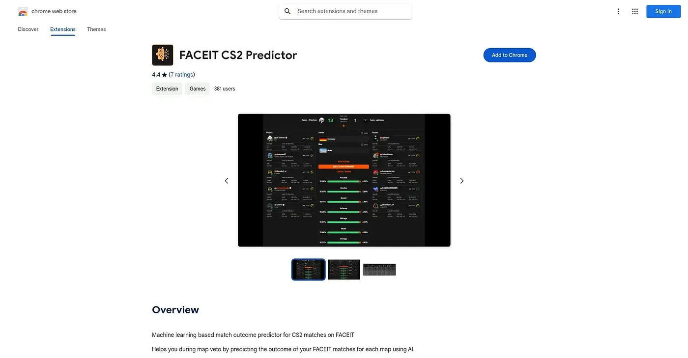 Screenshot of Faceit CS2 Precitor Extension