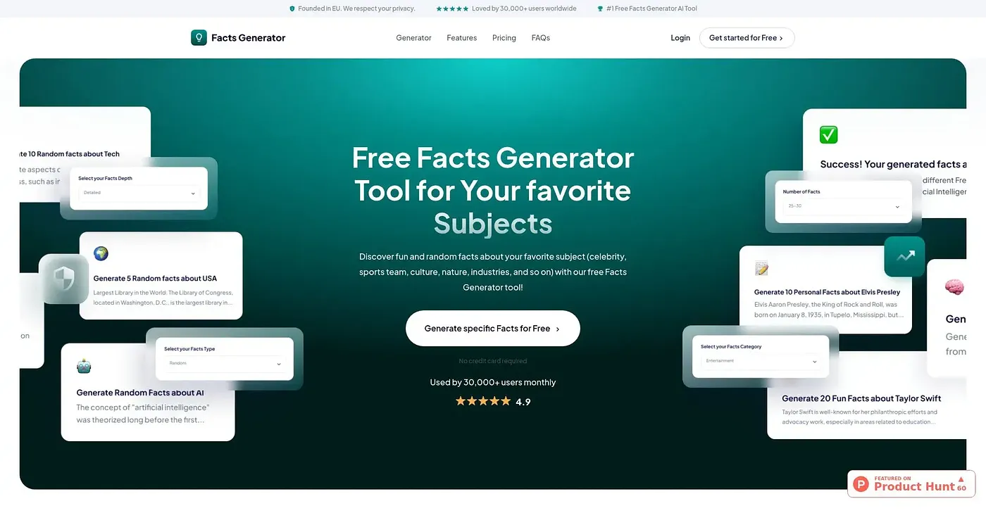 Screenshot of Facts Generator