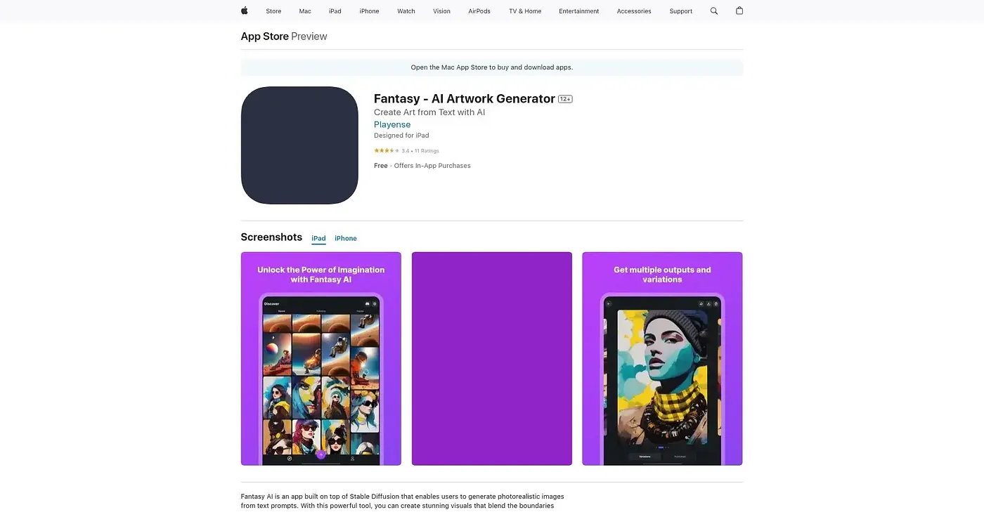Screenshot of Fantasy AI Artwork Generator