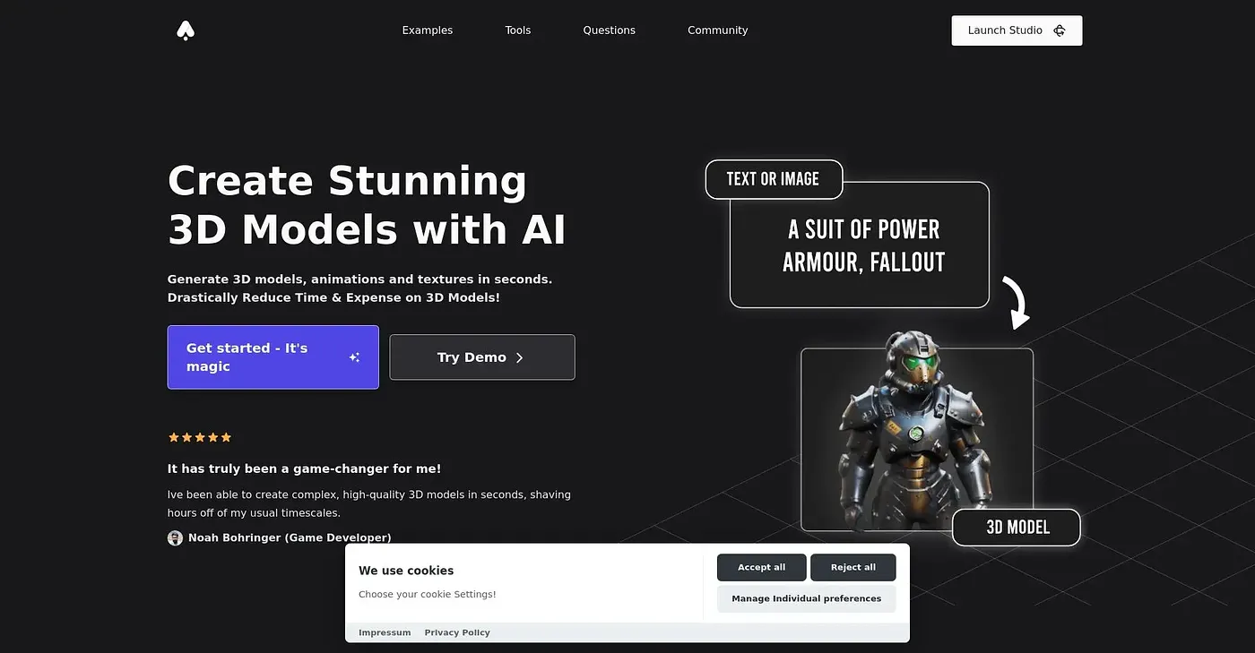 Screenshot of 3D AI Studio