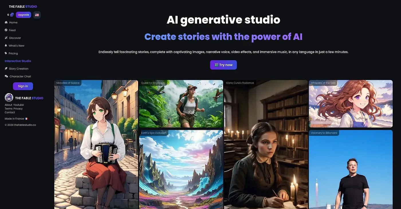 Screenshot of Fable Studio