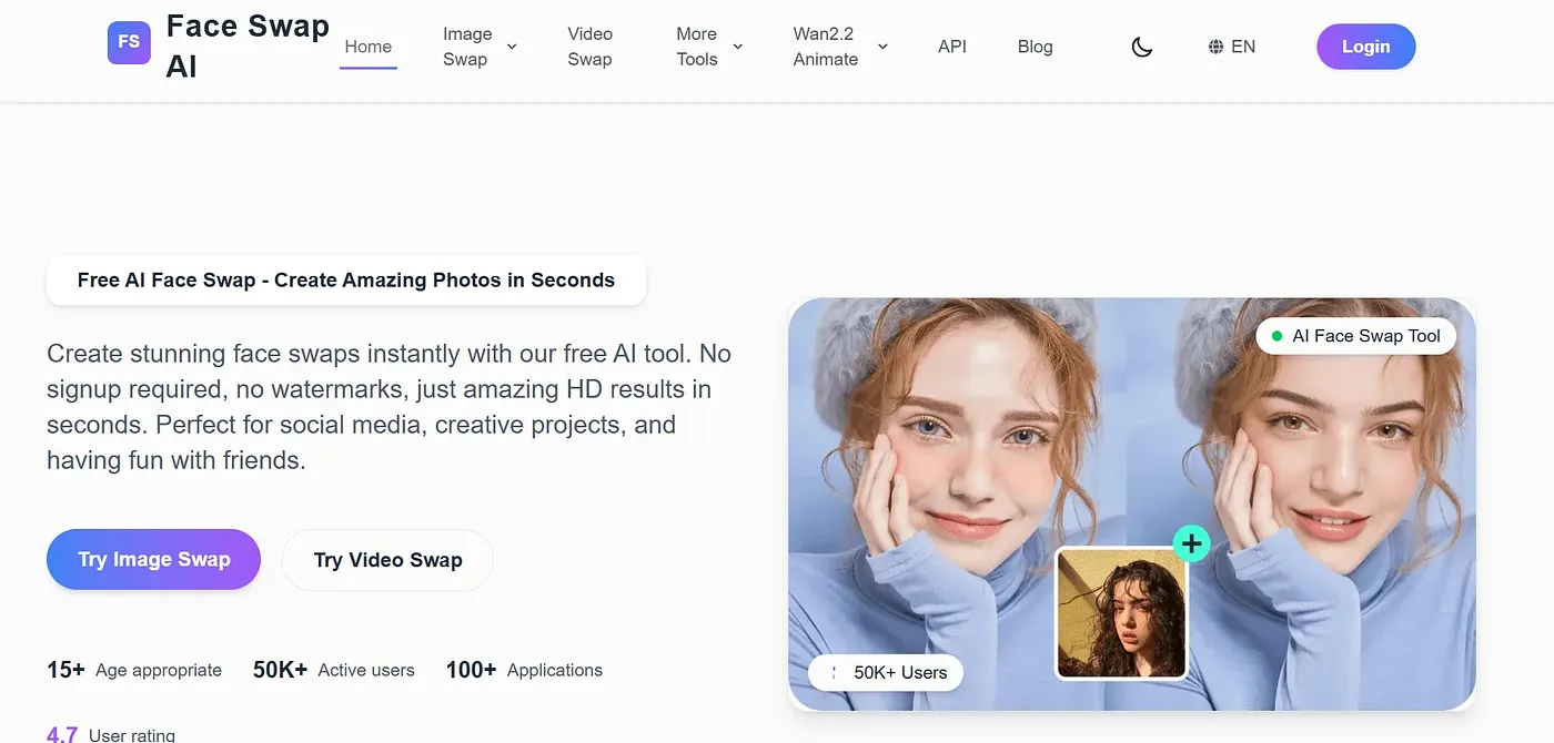 Screenshot of Face Swap AI