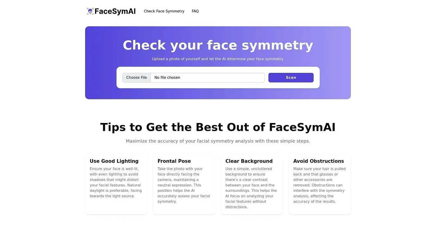 Screenshot of Face Symmetry Test