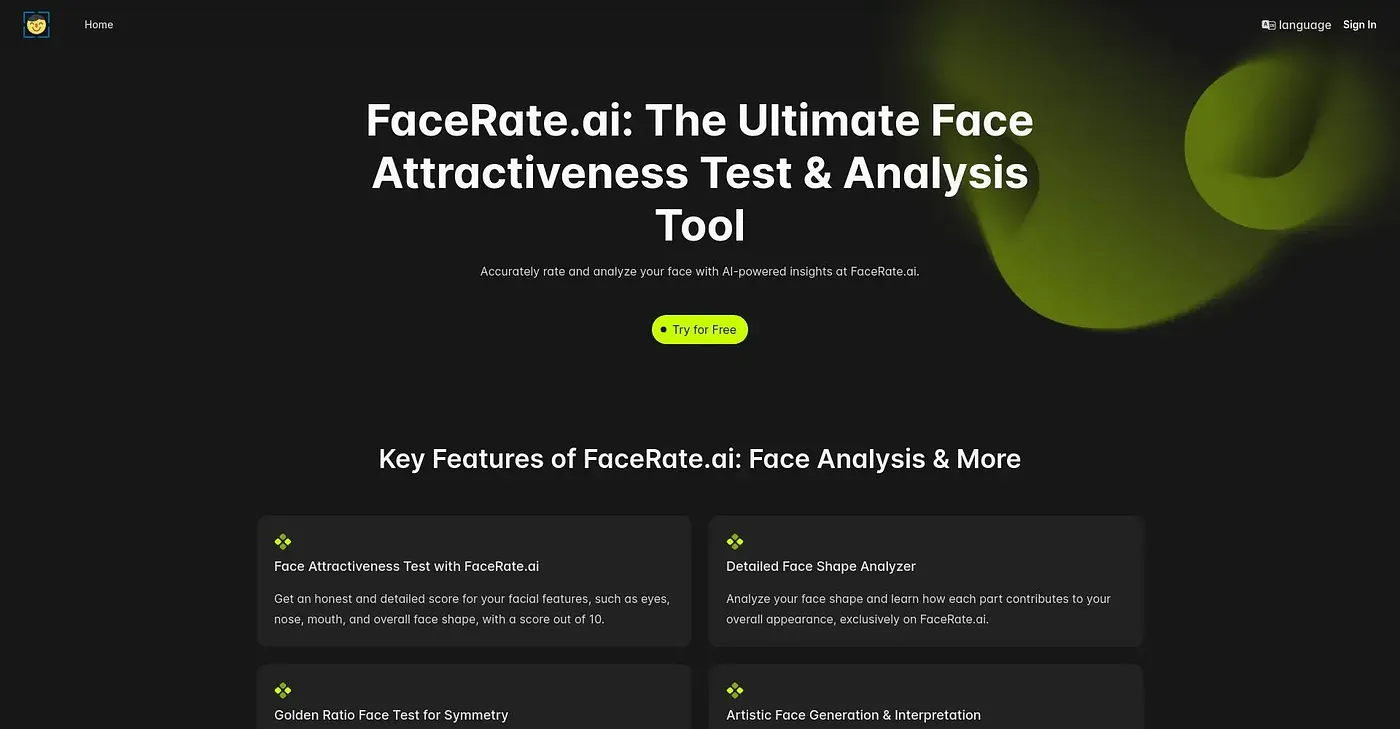 Screenshot of FaceRate AI